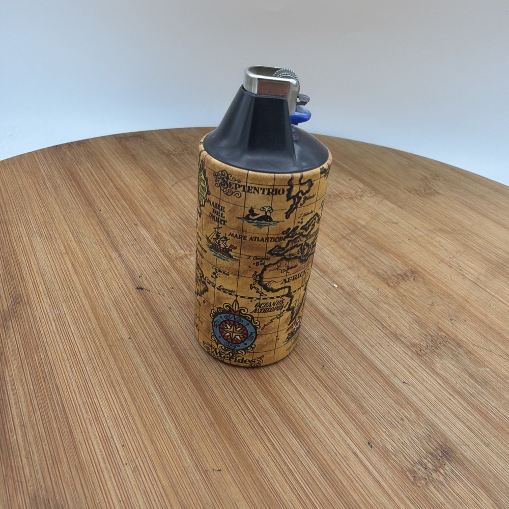VTG Cricket Gillette CR-77 Table Lighter Old World Mariners Map 1970s Desk Decor